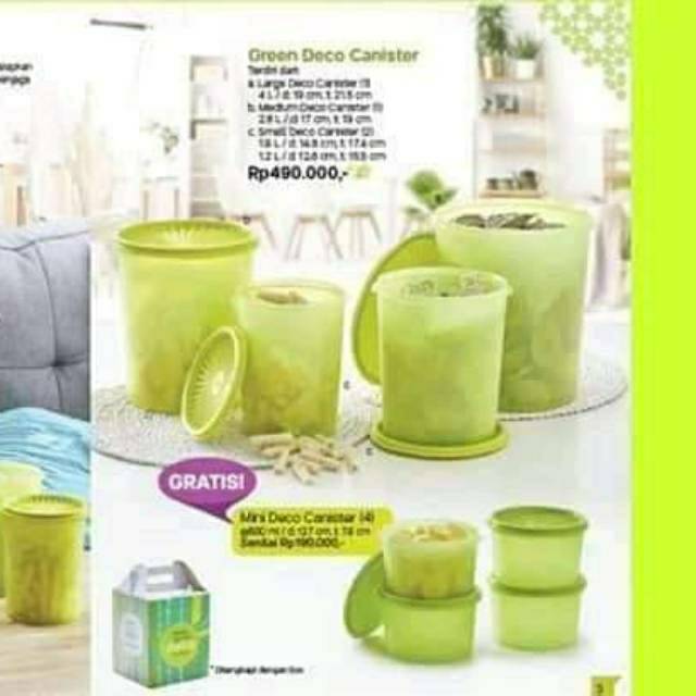 Green Deco Canister Tempat Snack Tupperware