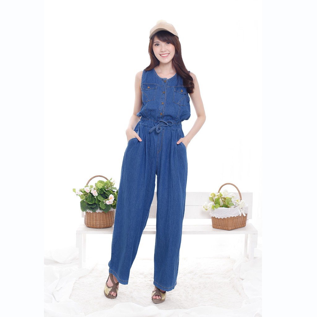 Baju Wanita  Denim Jumpsuit Rihanna