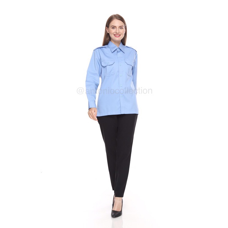 Baju PDL Biru Muda Langit Lengan Panjang / Kemeja PDH / Baju PNS / Baju Lapangan