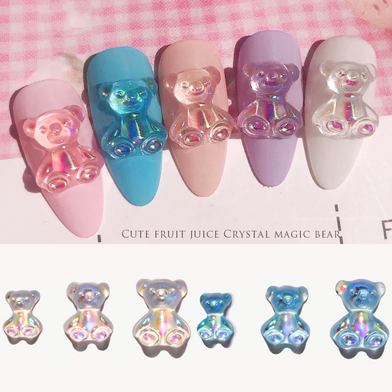 Ornamen Beruang 3D Bahan Resin Untuk Dekorasi Nail Art