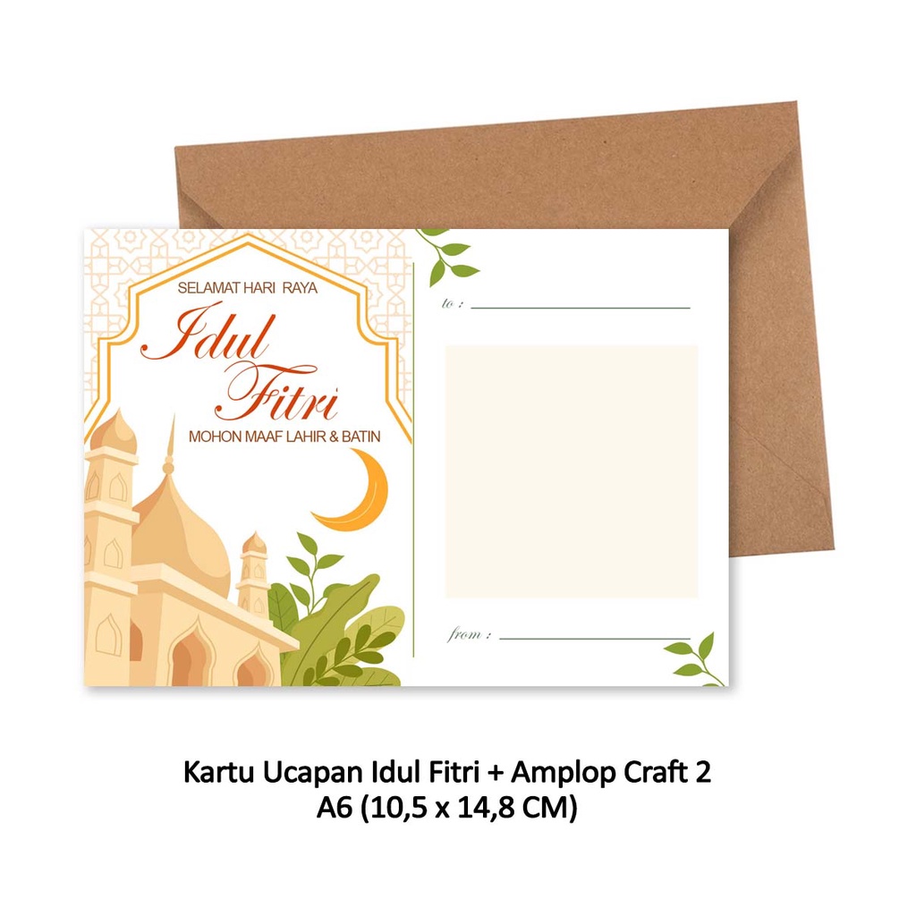 Kartu Ucapan Greeting Cards IDUL FITRI / RAMADAN + Amplop Craft A6