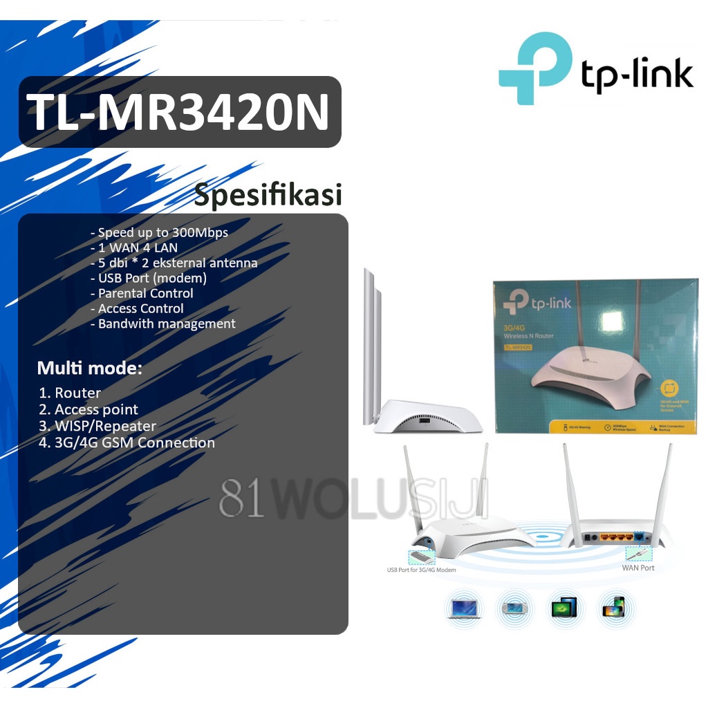 TP-Link TL-MR3420 Modem Router 3G/4G 300Mbps