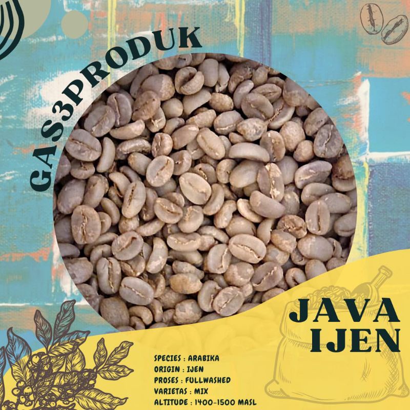 

Green Bean Biji kopi Arabika arabica Java Ijen proses Dryhull Fullwashed Grade 1