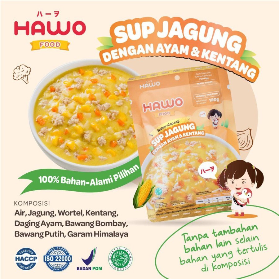 Hawofood Bubur Siap Saji Rasa (Salmon, Sup Jagung)