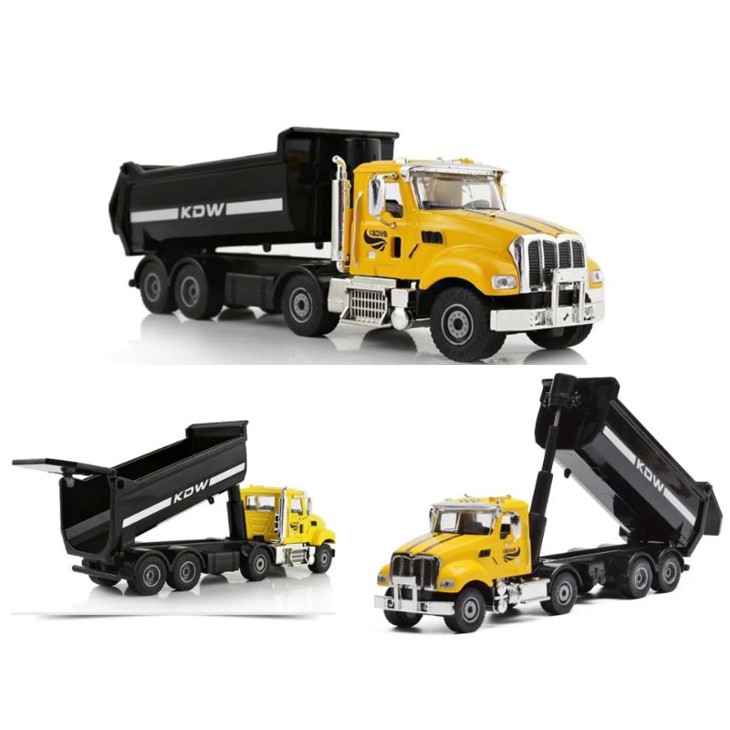 Miniatur Diecast Alat Berat KDW Us Style truck  Diecast Mobil Truk Molen Truks Tengki Truk Derek Truk Box Truk Bak Kaidiwei Skala 1:50 Die-cast Miniatur Mobil Dump Truck Towing