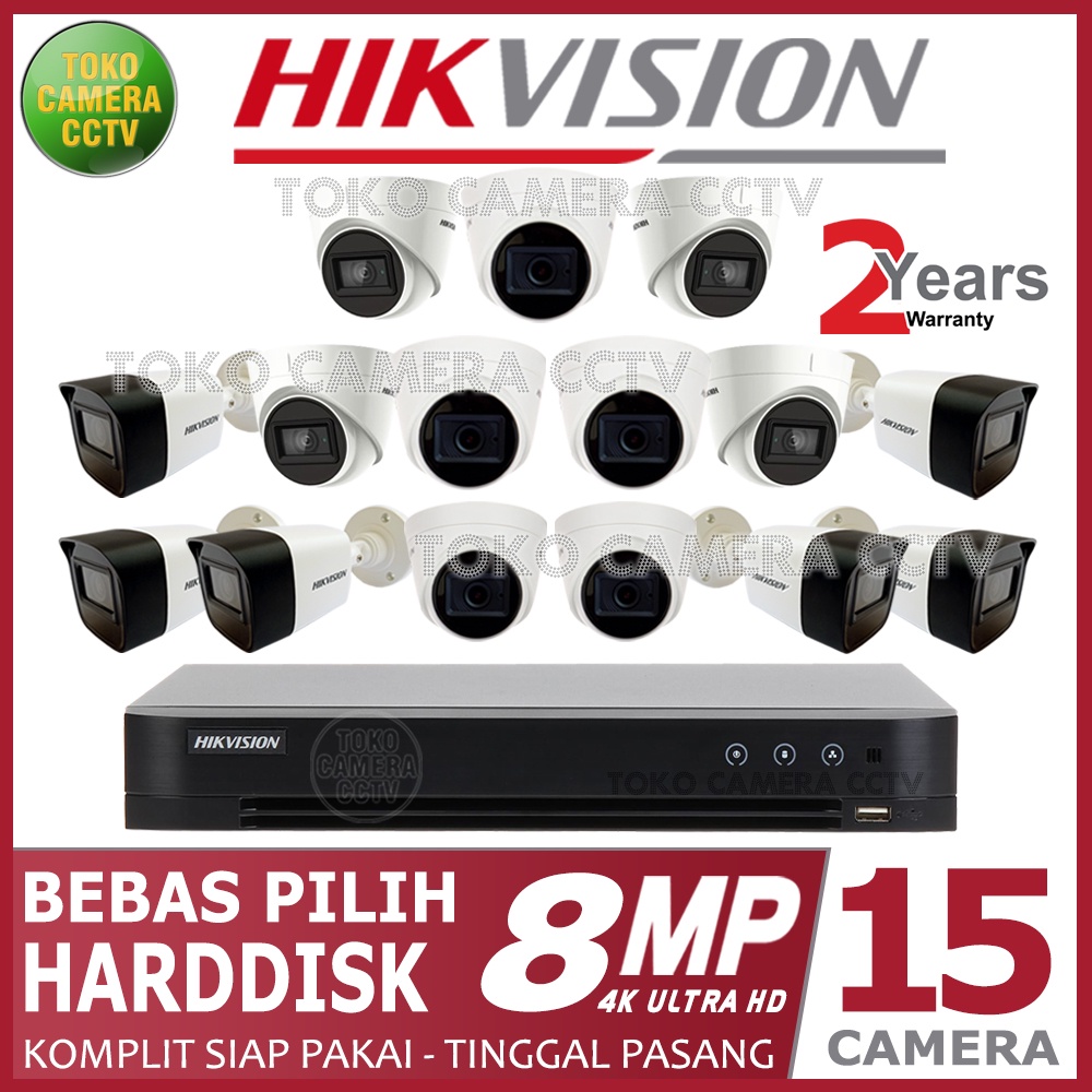 PAKET CCTV HIKVISION 8MP 16 CHANNEL 15 KAMERA