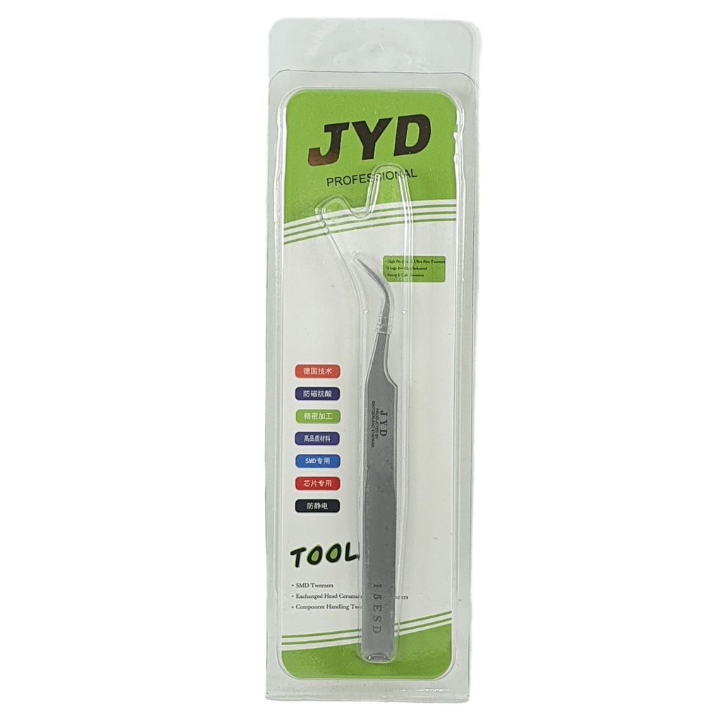 Pinset JYD Silver 12cm Pencapit Bengkok 12 cm Tweezer 15 TS ESD