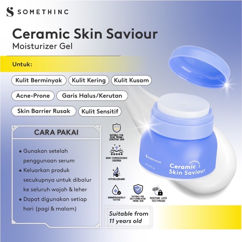 SOMETHINC Ceramic Skin Saviour Moisturizer Gel BPOM (25ml/50ml) Pelembab Wajah