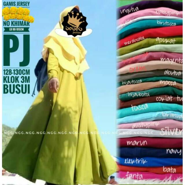 Gamis jersey tebal klok3 meter