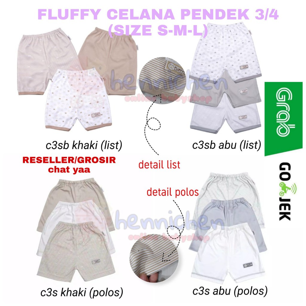 3 PCS FLUFFY CELANA 3/4 BIS CELANA PENDEK ANAK ( ISI 3 PCS )