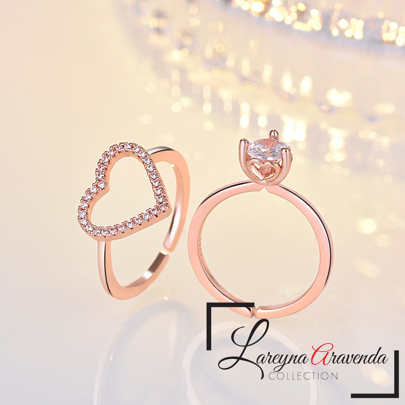 Cincin Wanita 2 in 1 Model Love Kristal Crystal Swarovski CC038