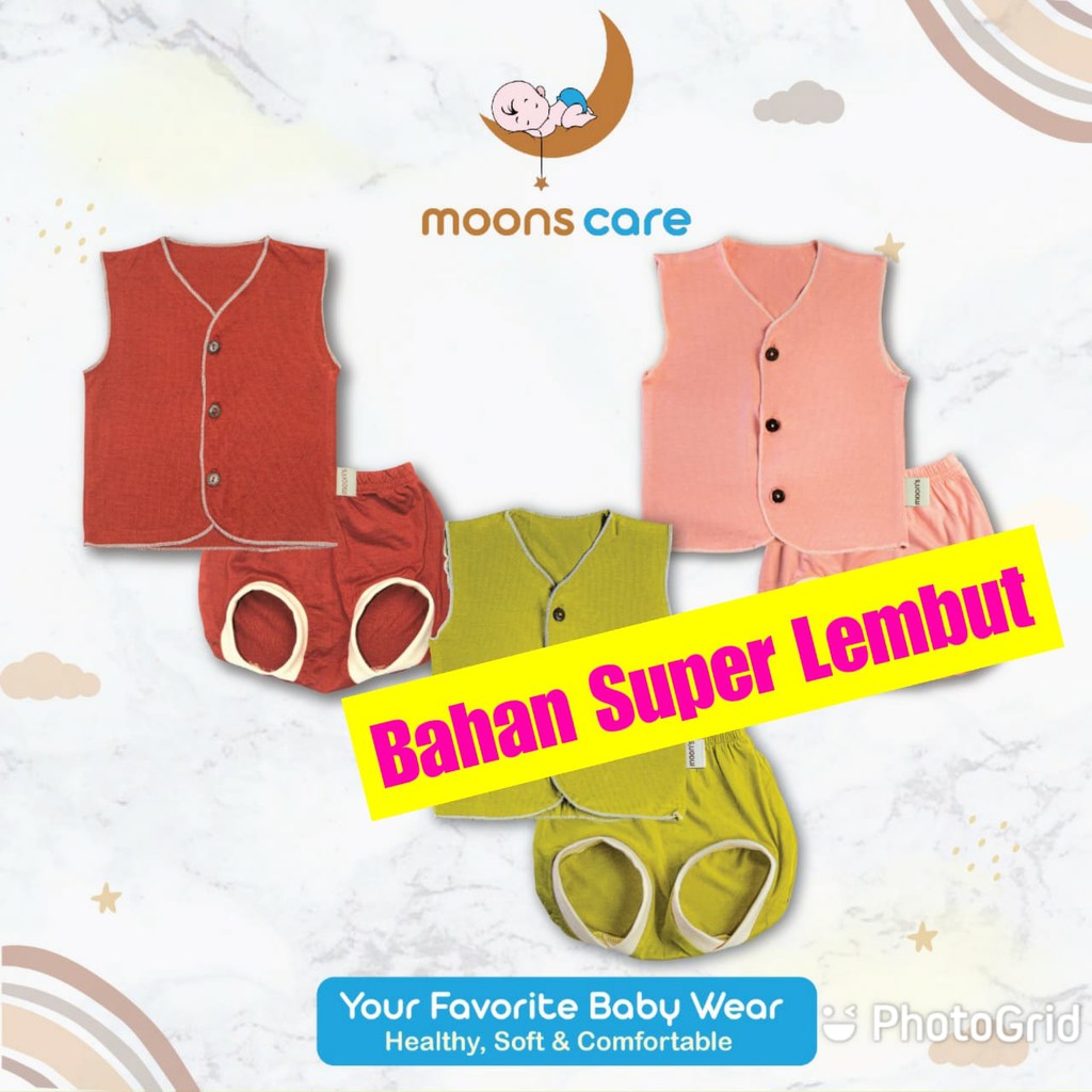 Newborn MOONS Stelan Kutung Polos  Premium | Baju Bayi Newborn Baru Lahir | Kutung Pop Setelan baju