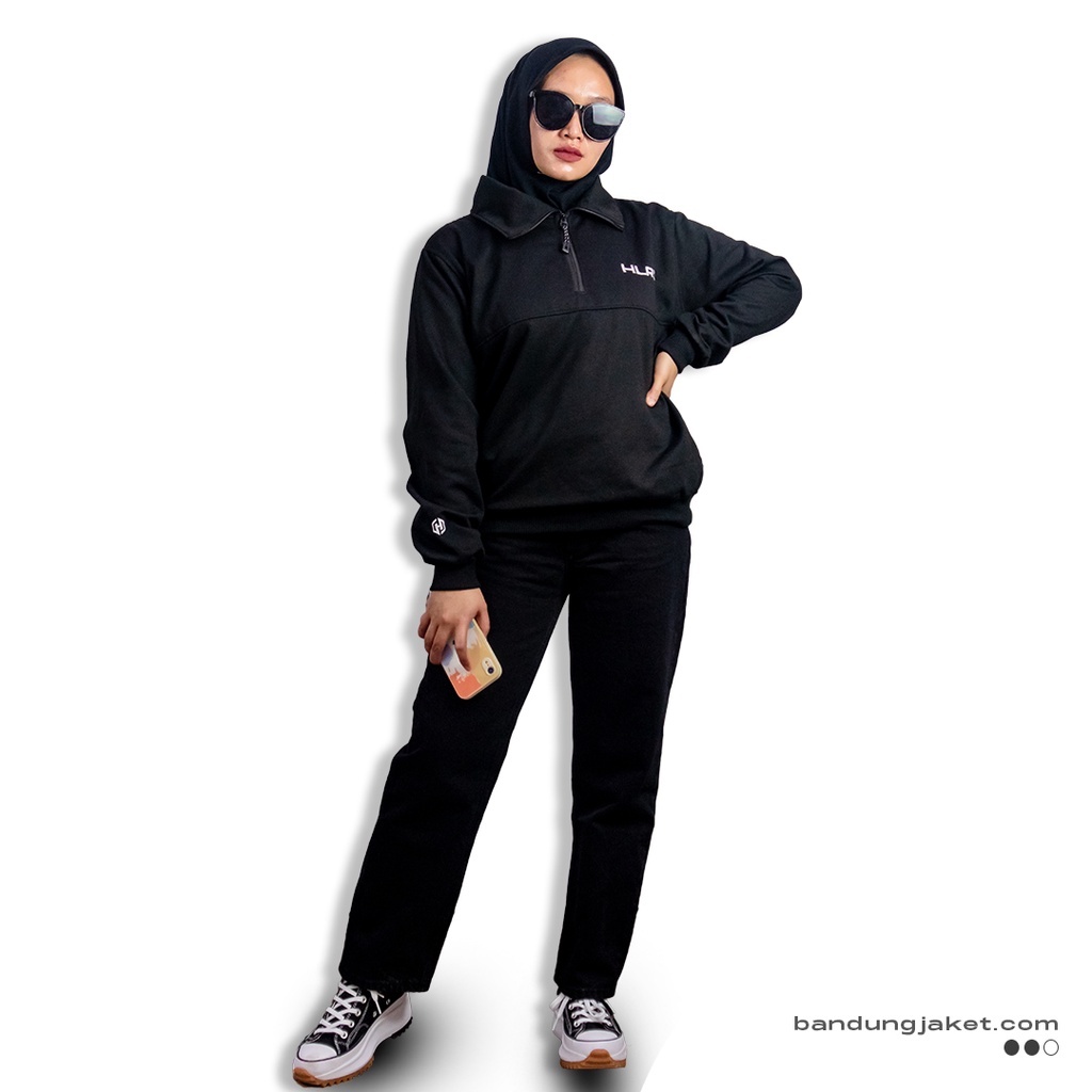 Holyrider Turtleneck Zipper  Black Mocca II  Sweater kerah tinggi trendy