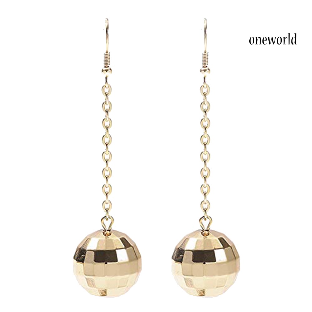 OW@ Women Fashion Disco Ball Tassel Long Dangle Hook Earrings Party Jewelry Gift