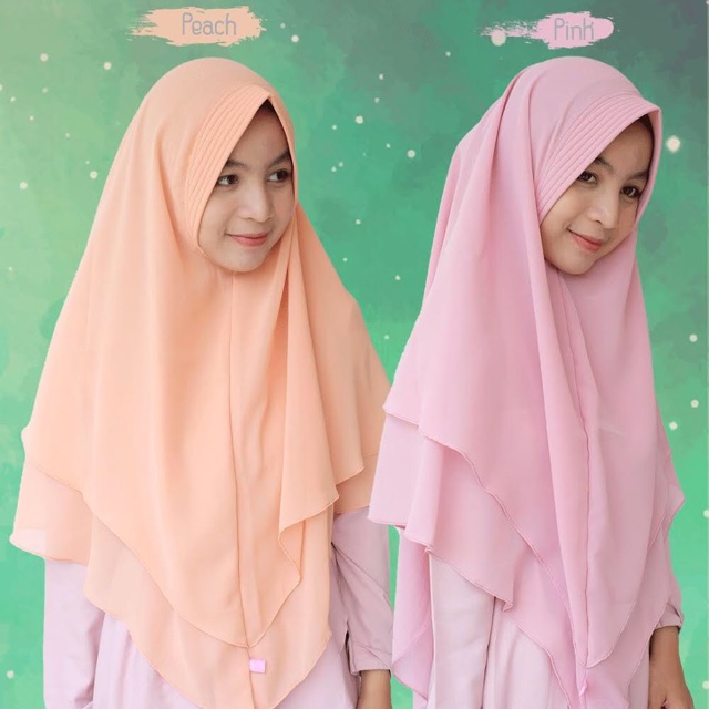 Khimar khadijah 2 layer model pinguin