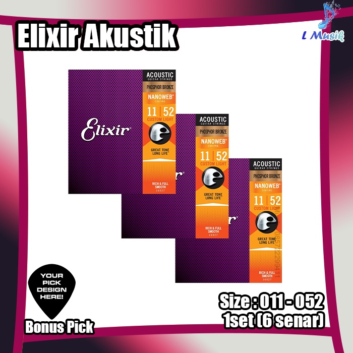 SENAR GITAR ELIXIR AKUSTIK NANOWEB - SENAR GITAR AKUSTIK UKURAN 011 ORI IMPORT