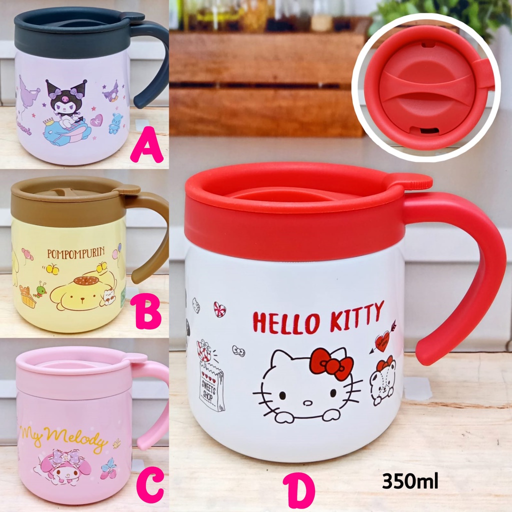 Gelas Termos + Tutup Sanrio / Gelas Hello Kitty / Gelas Melody / Gelas Pompompurin / Termos Hello Ki