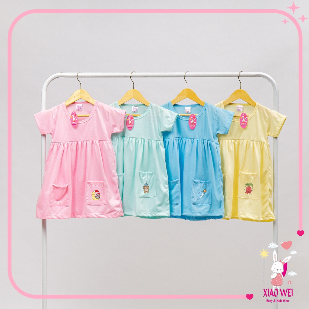 Ruffle Dress Pocket Anak Perempuan / Baju anak Perempuan / Daster Anak Perempuan / Dress Kantong anak dan Bayi 0 - 4 Tahun