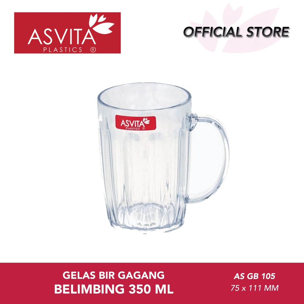 Jual Gelas Bir Belimbing Gagang 350 Ml Gb105 Asvita Mug Cangkir Kopi Teh Plastik Shopee 7036