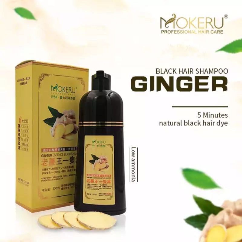 MOKERU Natural Black Sampo Semir Penghitam Rambut Uban / Cat Pewarna Rambut HITAM Herbal Alami