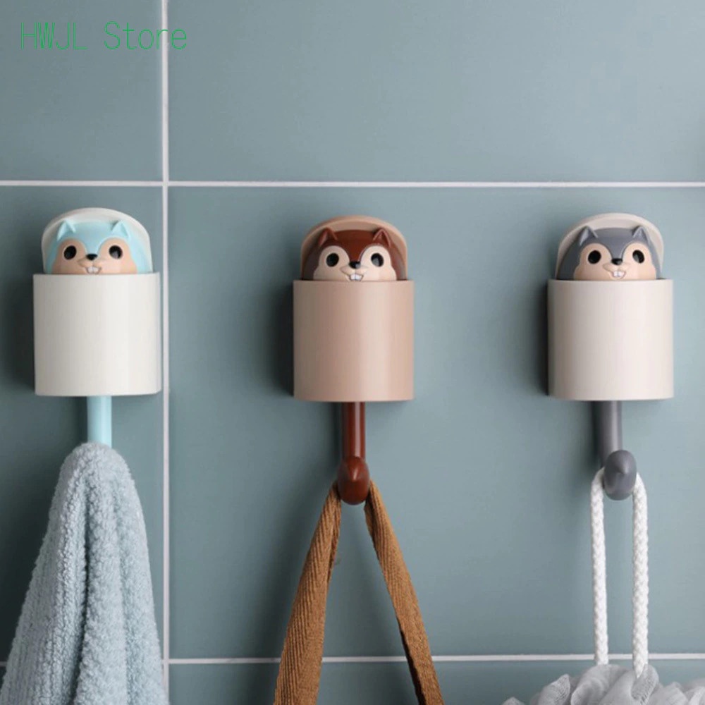 Gantungan Dinding Dekorasi Lucu Cantolan Kunci Handuk Kain Lap Baju Tas Alat Mandi Payung Serbaguna Cute Hook Hanger Hiding Squirrel / Bird Hangers