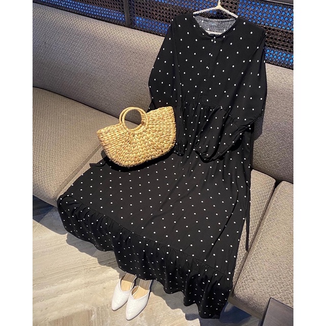 VINKA POLKA vol.2  DRESS / GAMIS RAYON POLKADOT PREMIUM / HOMEYDRESS POLKADOT HITAM BLACK MAROON NAVY-2