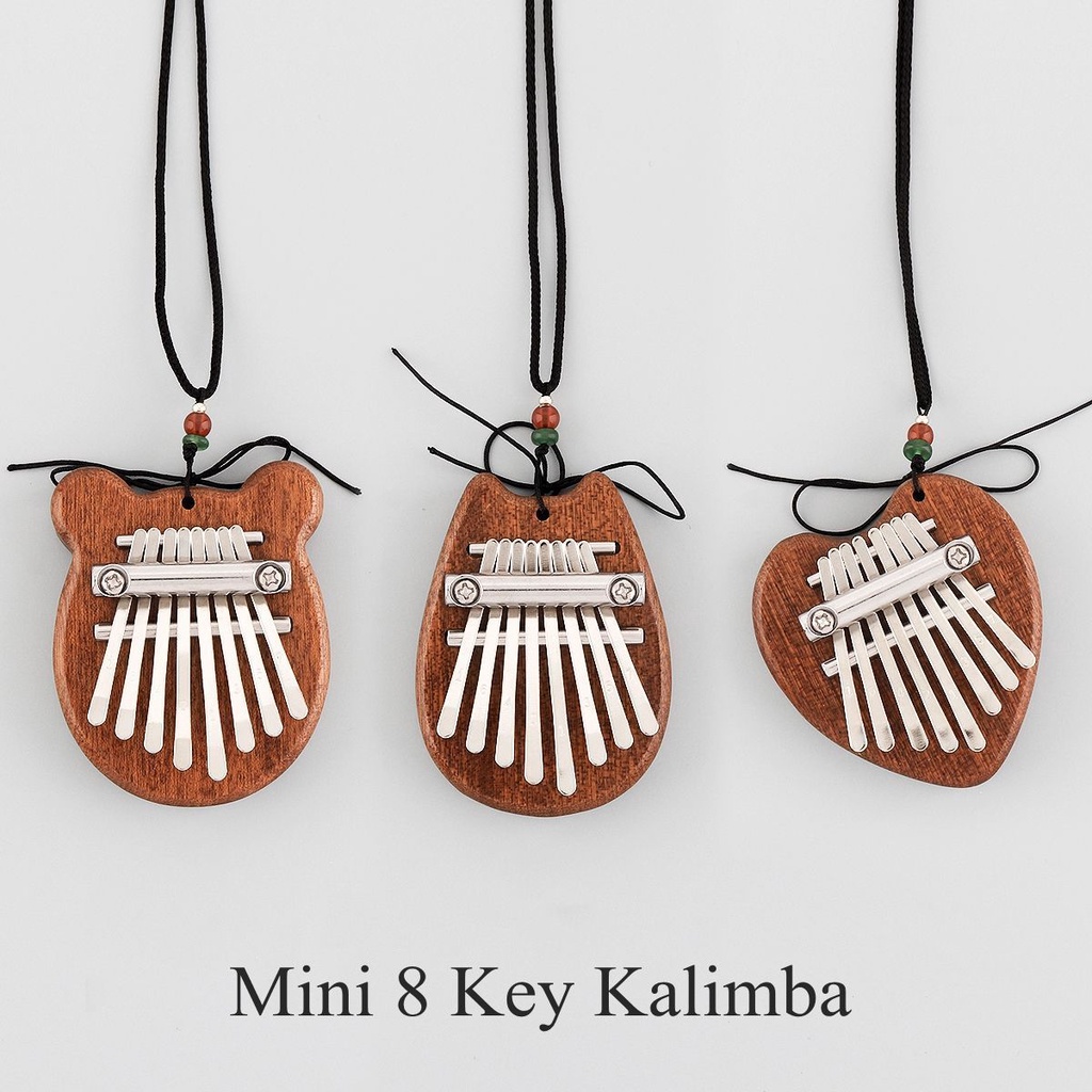 Alat Musik Kalimba Sapele Mbira Mini 8 Kunci Bentuk Beruang Hati Kucing Bahan Kayu