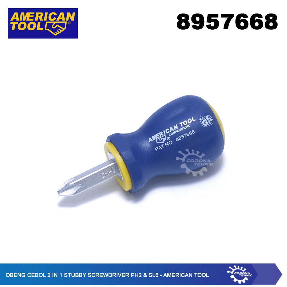 American Tool - Obeng Cebol 2 in 1 Stubby Screwdriver PH2 &amp; SL6