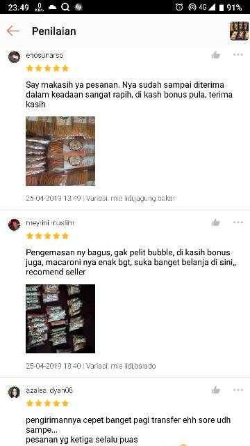 Mie lidi murah enak renyah paket 100pcs +packing kardus