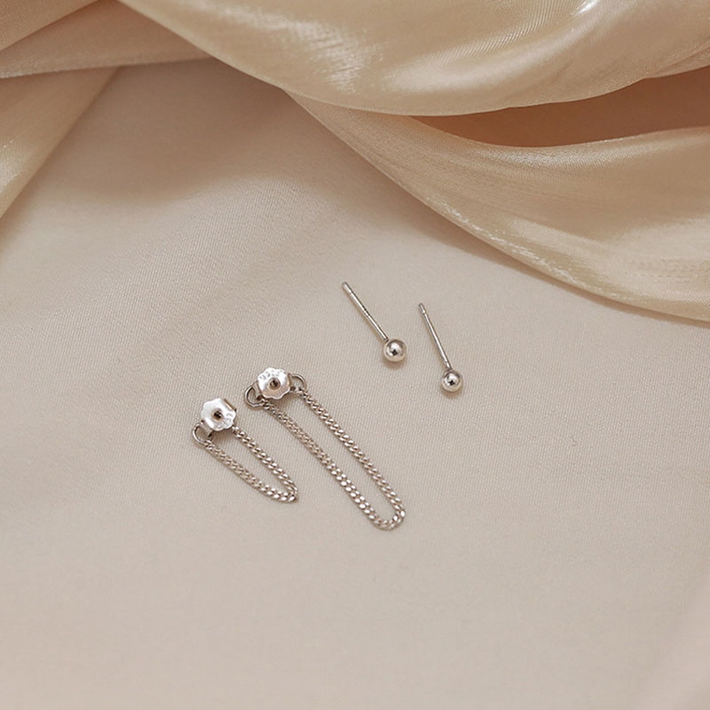 Anting Rantai Menjuntai Warna Silver Untuk Wanita