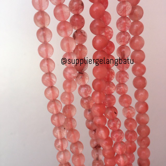 batu kristal 6mm cherry quartz pink natural crystal stone healing akik aksesoris kesehatan unisex