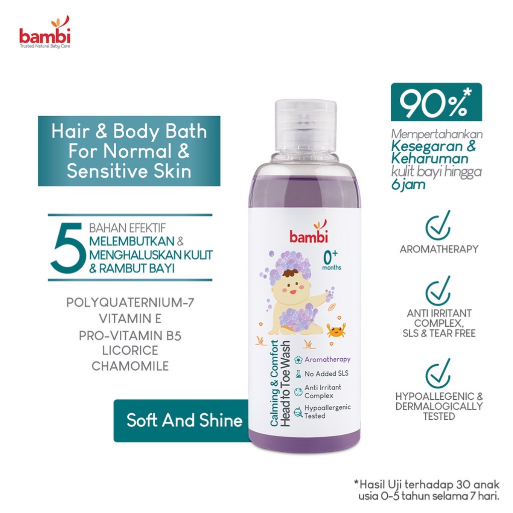 Bambi Baby Calming &amp; Comfort Head To Toe Wash Sabun Mandi Bayi 200ml