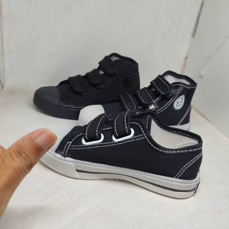 Sepatu Sekolah SD TK Anak Sepatu  Anak Sepatu Anak Model Tempel Perekat - Hitam Putih 32-35