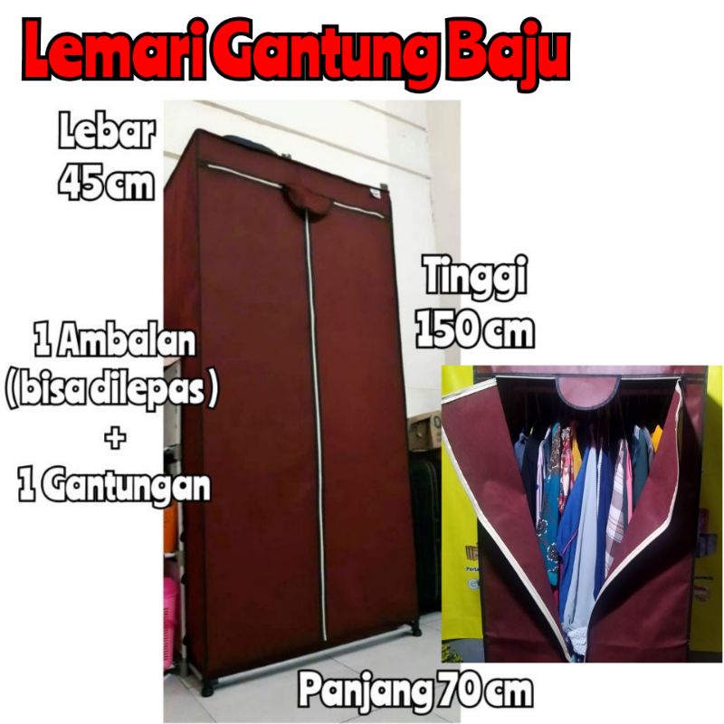 Lemari Gantung Gamis Baju Pakaian Kain Portable Rak Hanger Gantungan Jas Dress Celana Panjang