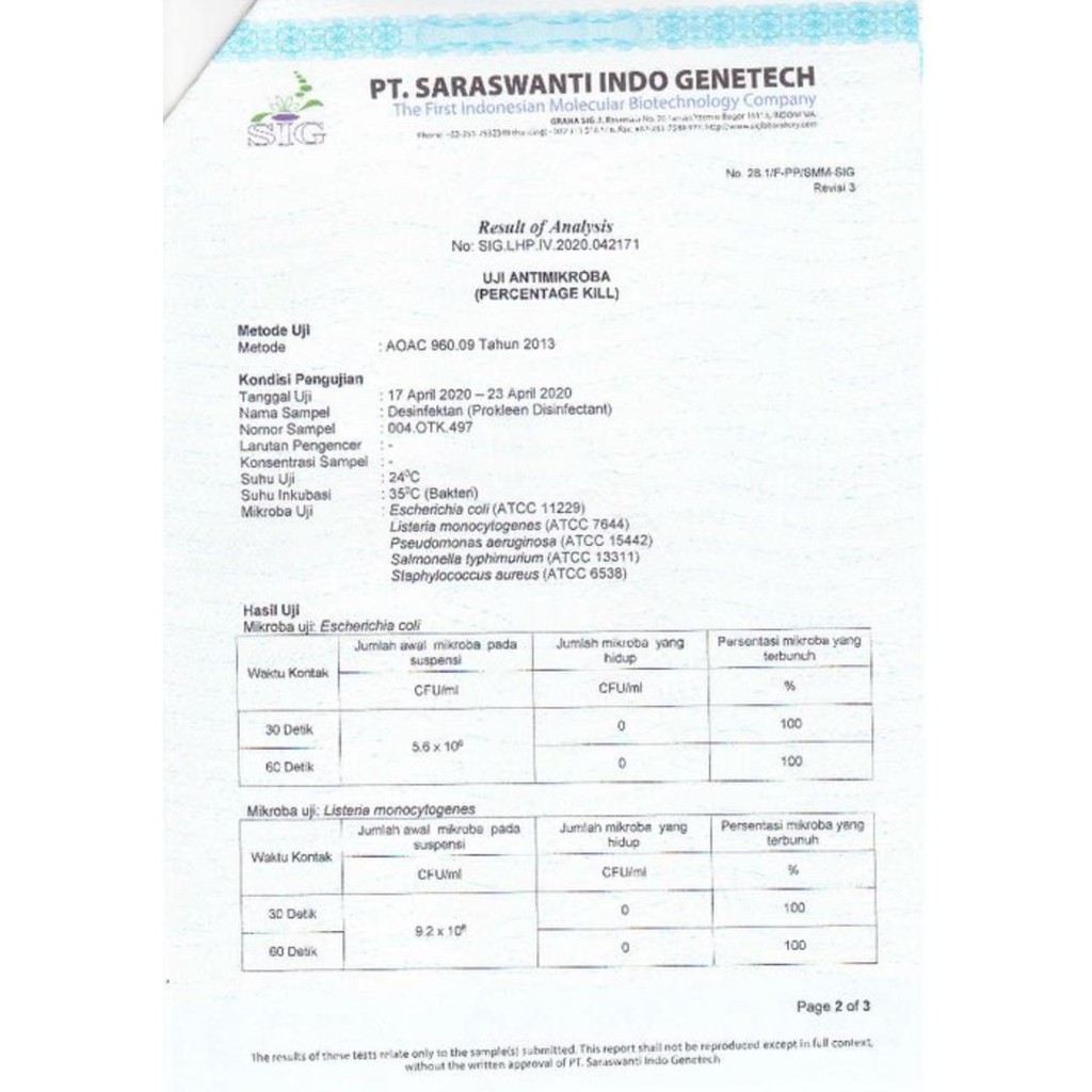 DISINFEKTAN KONSENTRAT ANTISEPTIK - disinfectant ANTIBACTERIAL 1Liter PROKLEEN