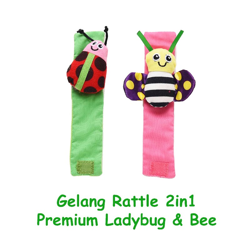 Gelang Rattle 2in1 PREMIUM Wrist Rattle Boneka Mainan Bayi Lucu Edukasi Sensori Bayi Krincingan