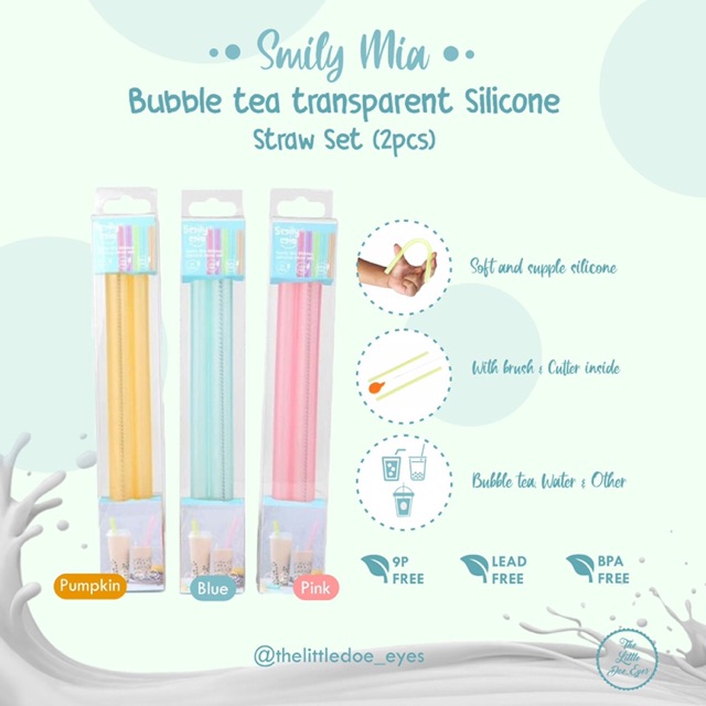 [READY] Smily Mia Transparent Silicone Straw Set