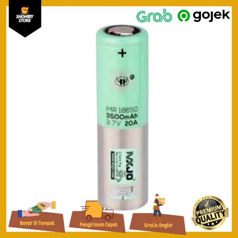 Baterai MxJo Hijau 18650 - Batre Mxjo HIJAU 3500mah KUTUB 3 KAKI