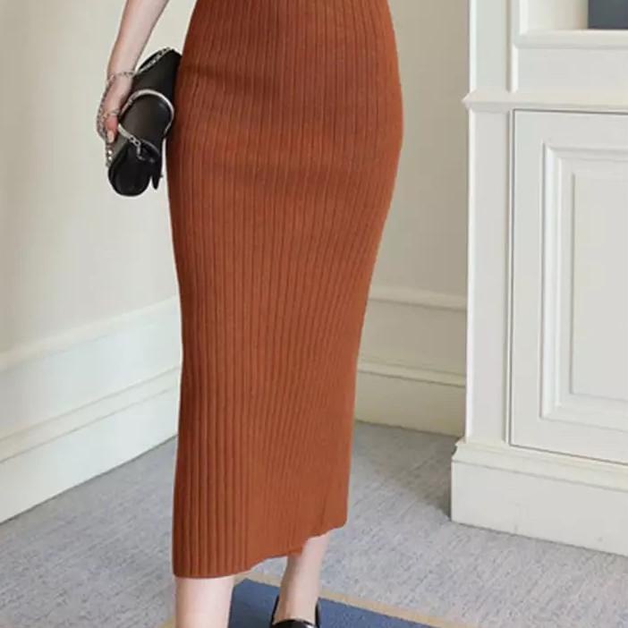 Model baru - Rok wanita panjang rajut rok knit panjang