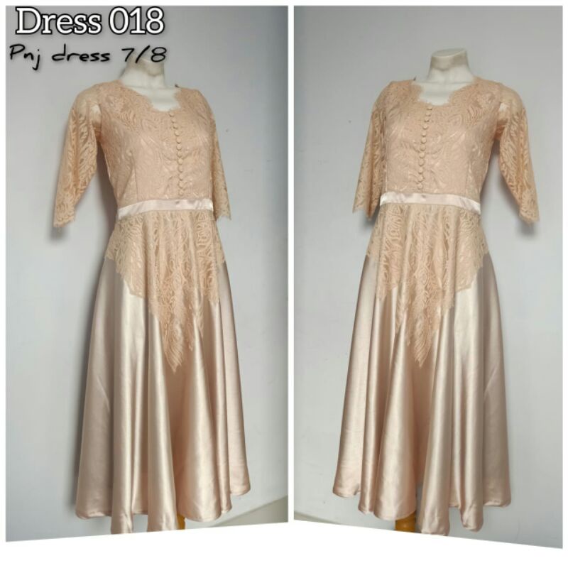 dress brokat kombinasi satin panjang