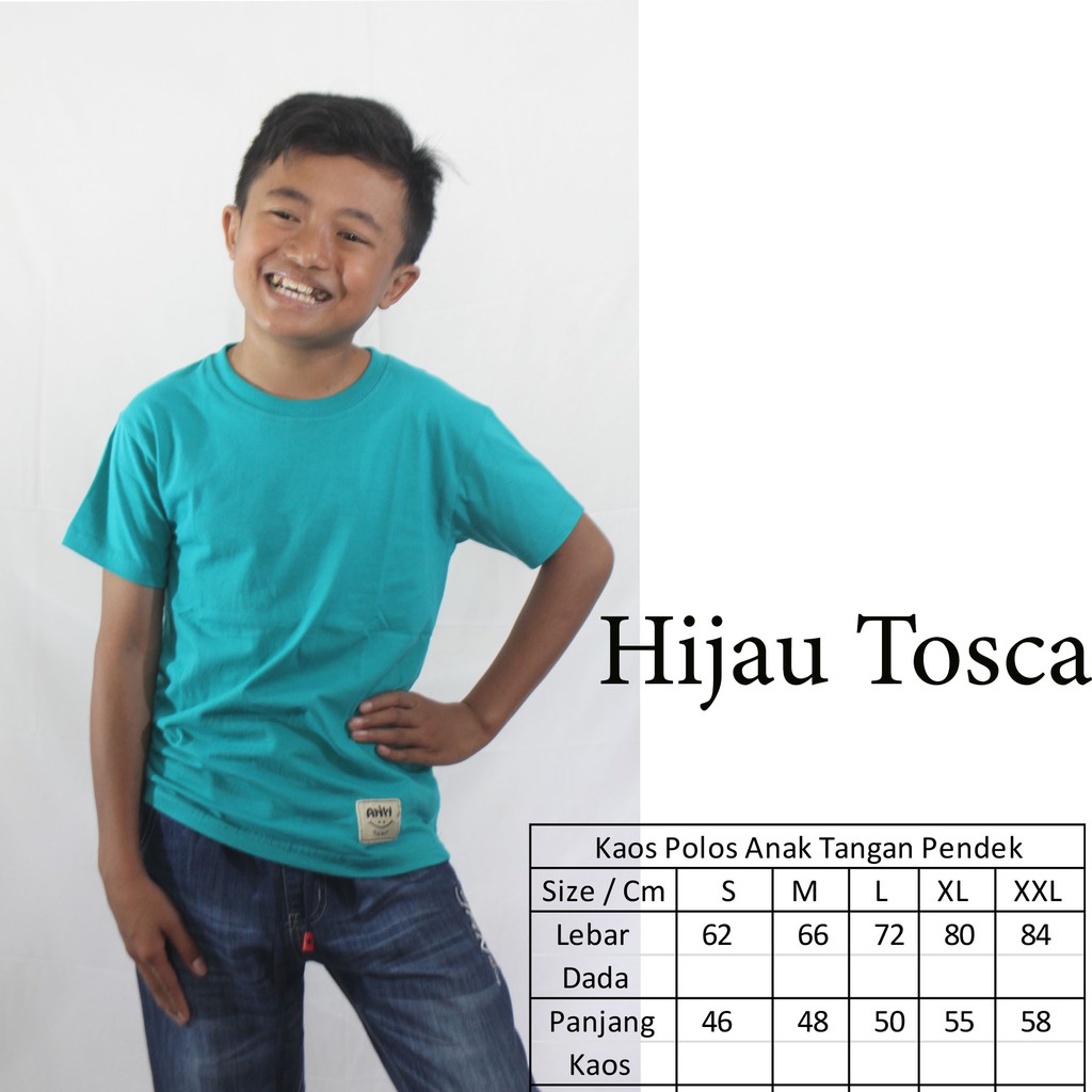 KAOS POLOS ANAK COWO PENDEK HIJAU TOSCA