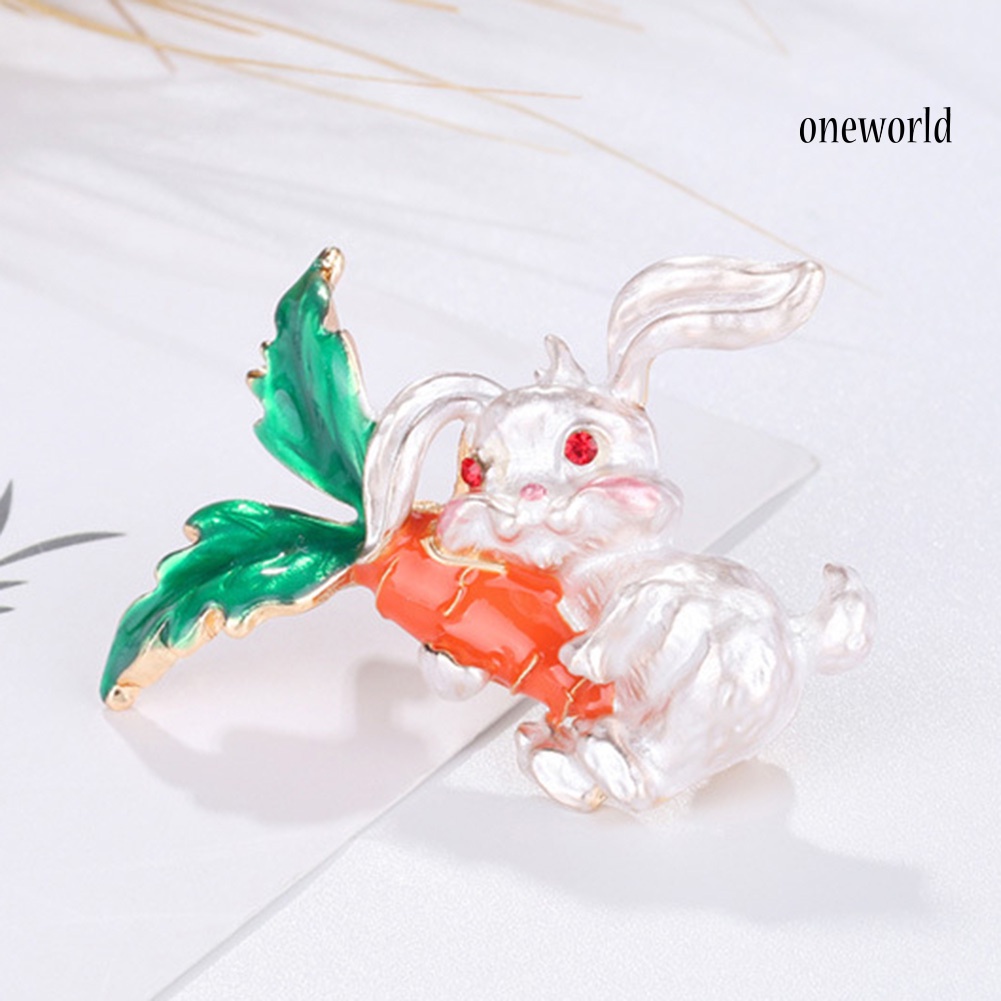 OW@ Unisex Rabbit Carrot Enamel Alloy Brooch Pin Badge Suit Corsage Lapel Decor