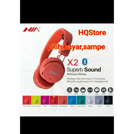 Headphone Bluetooth NIA X2 - Wireless Calls Music Tf Card FM