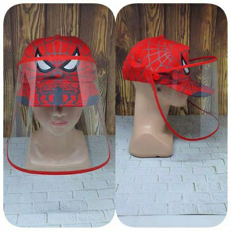 topi anak pelindung wajah facield model spyderman