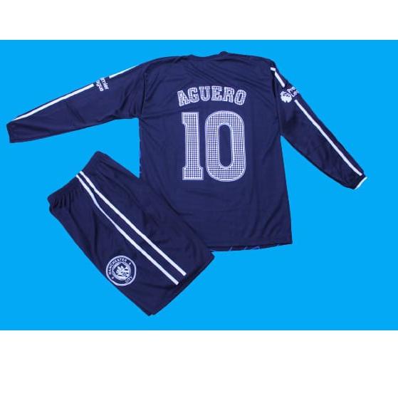 ❋ setelan baju bola /baju bola kiper manc city baju futsal anak ♫