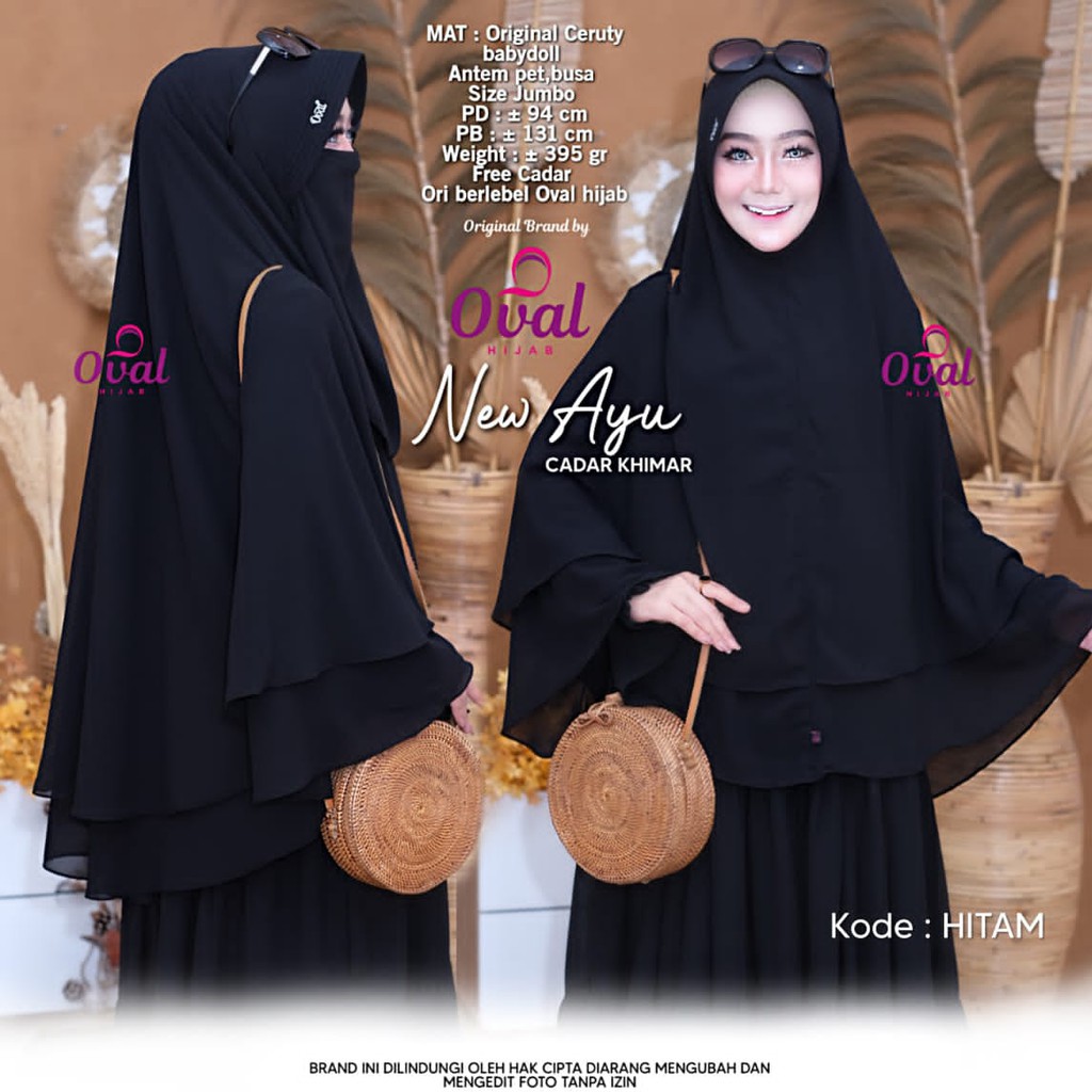 Khimar Susun 2 Layer Free Cadar - New Ayu Oval Hijab