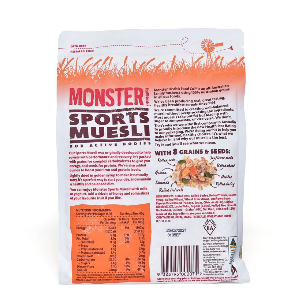 Khas MONSTER Sports Muesli 700gr cereal sereal Sport chia