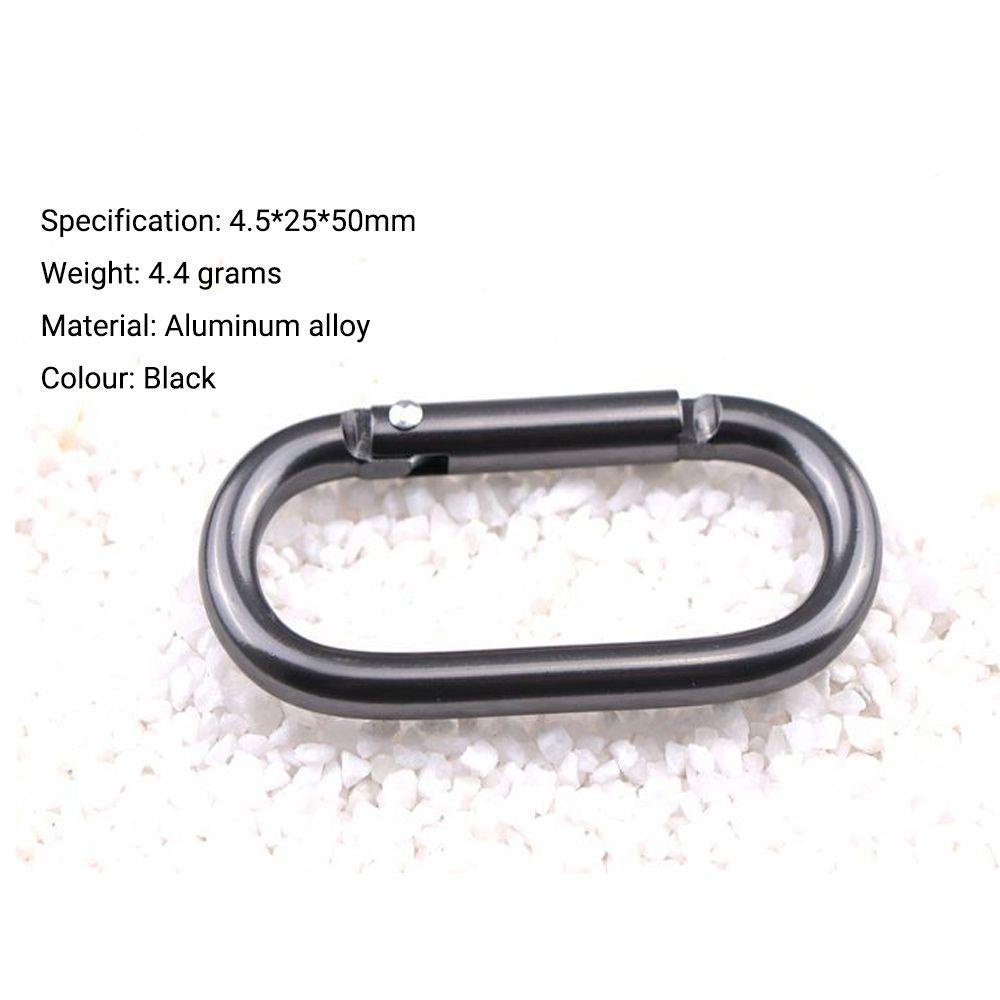 Chookyy Gantungan Kunci Klip Carabiner Pancing Metal Oval Hitam