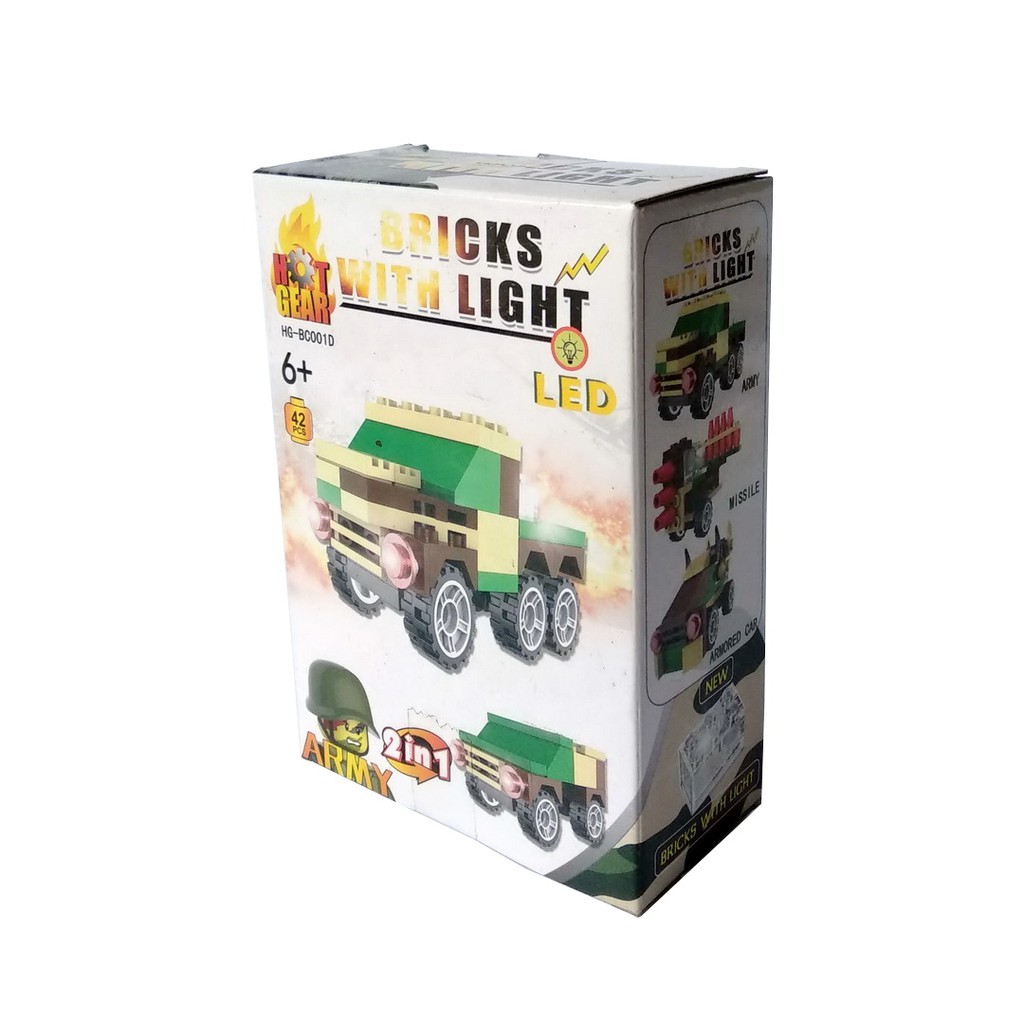 Hotgear Army Vehicle Bricks with Light Mainan Building Blocks