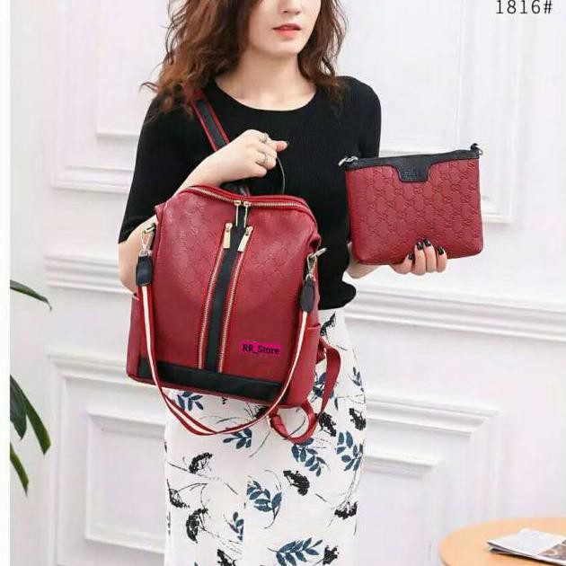 Jual Tas Wanita Ransel Backpack Multifungsi GG STEFY Fashion Wanita Prada Micro Terbaru Murah